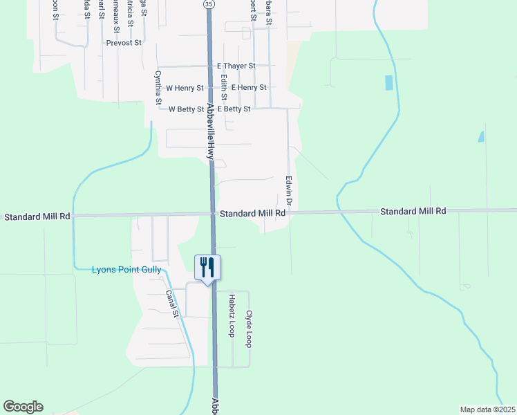 map of restaurants, bars, coffee shops, grocery stores, and more near 6071 Standard Mill Road in Rayne