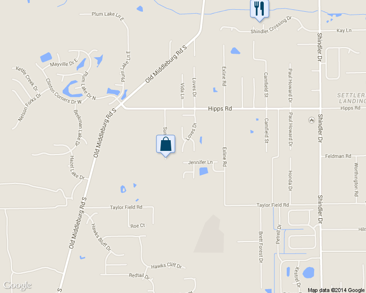 map of restaurants, bars, coffee shops, grocery stores, and more near 7178 Loves Drive in Jacksonville