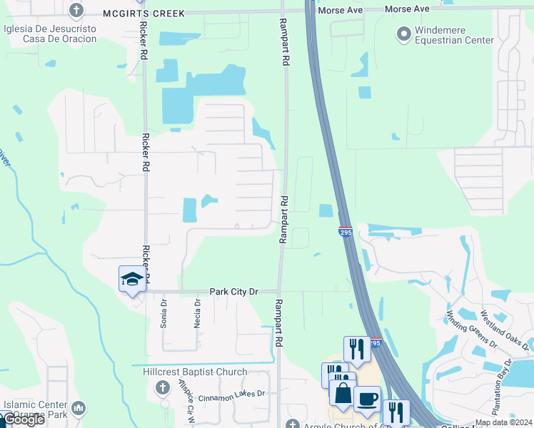 map of restaurants, bars, coffee shops, grocery stores, and more near 7306 Fox Grove Road in Jacksonville