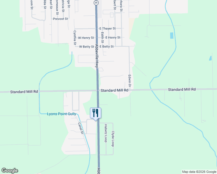 map of restaurants, bars, coffee shops, grocery stores, and more near 6029 Standard Mill Road in Rayne