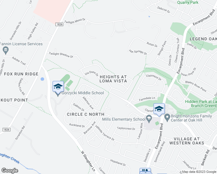 map of restaurants, bars, coffee shops, grocery stores, and more near 6905 Via Correto Drive in Austin