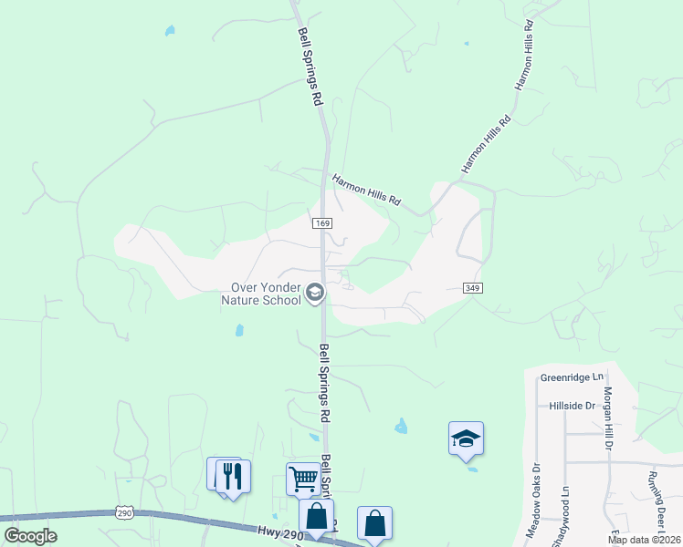 map of restaurants, bars, coffee shops, grocery stores, and more near 4909 Bell Springs Road in Dripping Springs