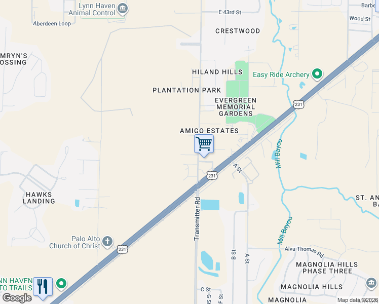 map of restaurants, bars, coffee shops, grocery stores, and more near 3509 East 37th Plaza in Panama City