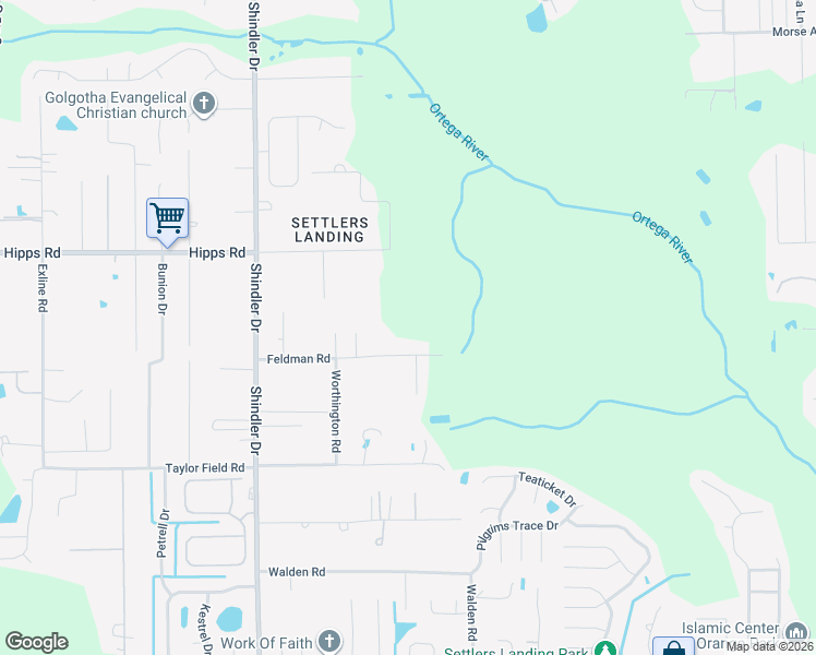 map of restaurants, bars, coffee shops, grocery stores, and more near 8455 Feldman Road in Jacksonville