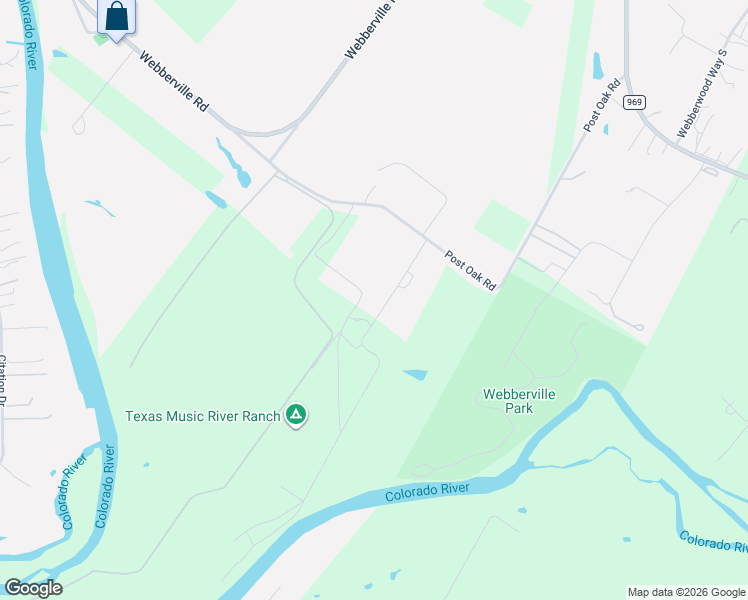 map of restaurants, bars, coffee shops, grocery stores, and more near 2300 Sandra Lane in Webberville