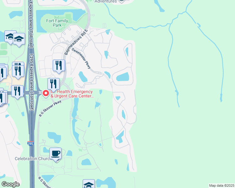 map of restaurants, bars, coffee shops, grocery stores, and more near 8975 Tropical Bend Circle in Jacksonville
