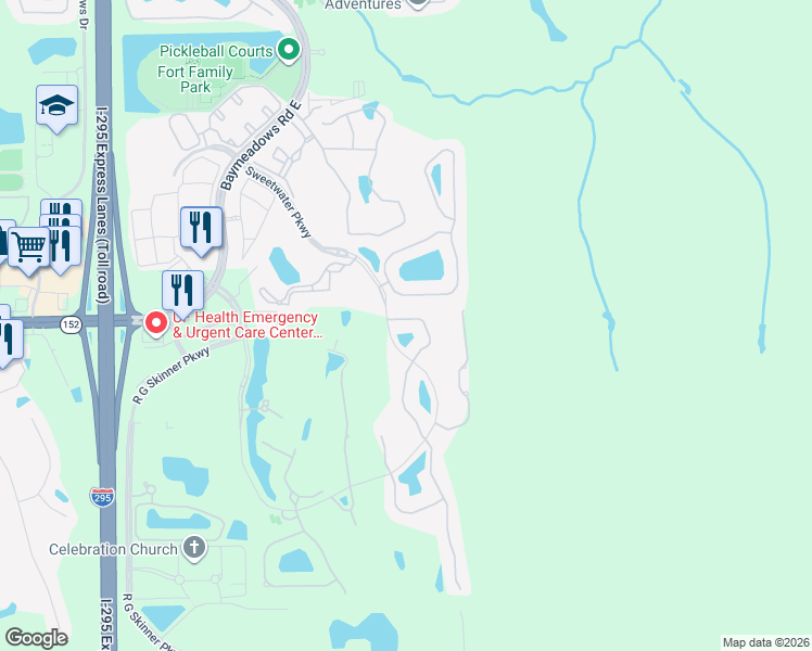 map of restaurants, bars, coffee shops, grocery stores, and more near 8975 Tropical Bend Circle in Jacksonville
