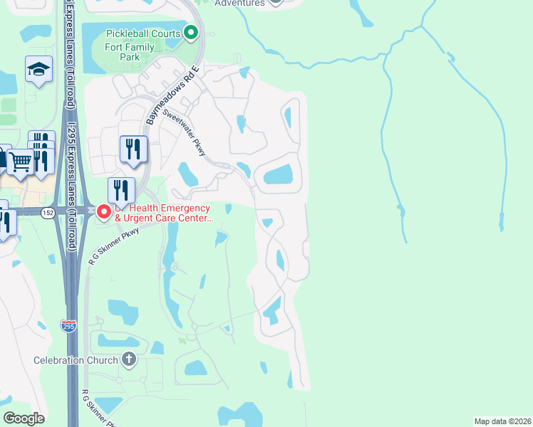 map of restaurants, bars, coffee shops, grocery stores, and more near 8975 Tropical Bend Circle in Jacksonville