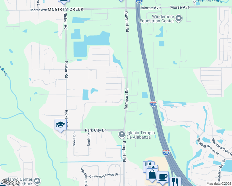 map of restaurants, bars, coffee shops, grocery stores, and more near 7321 Fox Grove Road in Jacksonville