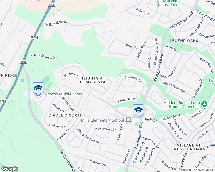 map of restaurants, bars, coffee shops, grocery stores, and more near 6605 Via Correto Drive in Austin