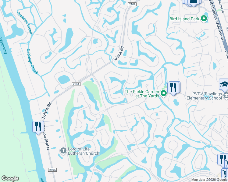 map of restaurants, bars, coffee shops, grocery stores, and more near 7037 Cypress Bridge Circle in Ponte Vedra Beach