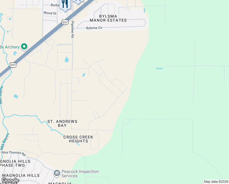 map of restaurants, bars, coffee shops, grocery stores, and more near 4499 East 39th Street in Panama City