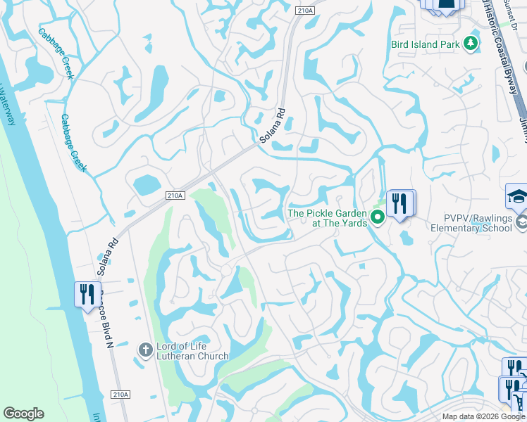 map of restaurants, bars, coffee shops, grocery stores, and more near 7037 Cypress Bridge Circle in Ponte Vedra Beach