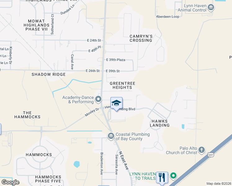 map of restaurants, bars, coffee shops, grocery stores, and more near 2540 East 37th Plaza in Panama City