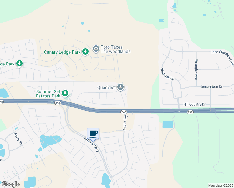 map of restaurants, bars, coffee shops, grocery stores, and more near 16364 Sun View Lane in Conroe