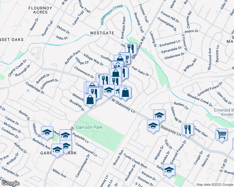 map of restaurants, bars, coffee shops, grocery stores, and more near in Austin