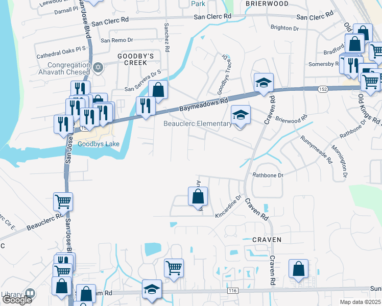 map of restaurants, bars, coffee shops, grocery stores, and more near 8914 Heavenside Drive in Jacksonville