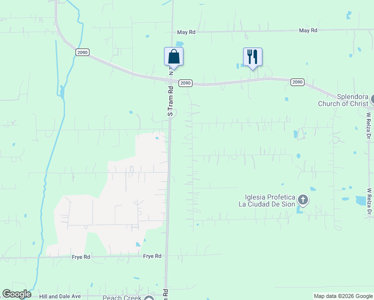 map of restaurants, bars, coffee shops, grocery stores, and more near 15670 Westgate Road in Splendora