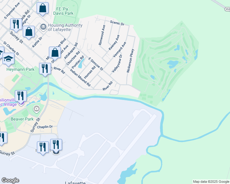 map of restaurants, bars, coffee shops, grocery stores, and more near 3502 East Simcoe Street in Lafayette