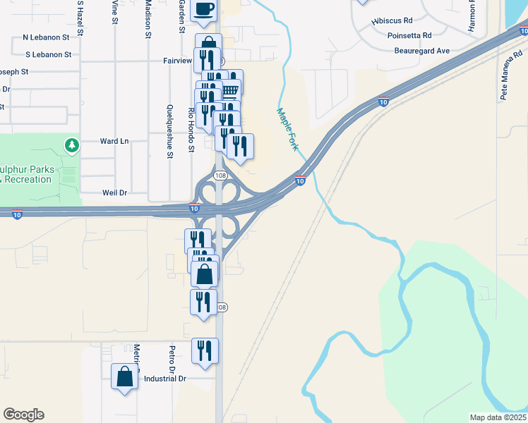 map of restaurants, bars, coffee shops, grocery stores, and more near 112 Dennis Avenue in Westlake