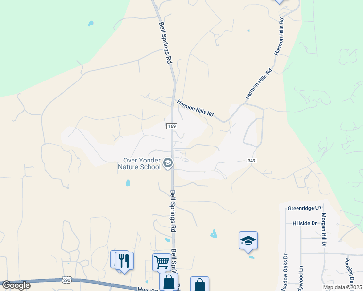 map of restaurants, bars, coffee shops, grocery stores, and more near 4909 Bell Springs Road in Dripping Springs