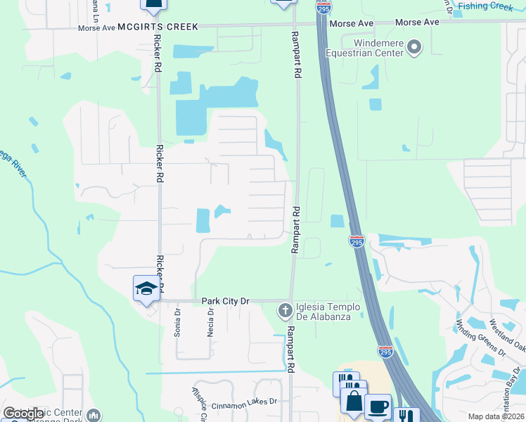 map of restaurants, bars, coffee shops, grocery stores, and more near 7342 Wood Duck Road in Jacksonville