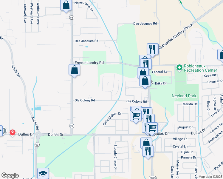 map of restaurants, bars, coffee shops, grocery stores, and more near 205 Young Drive in Lafayette