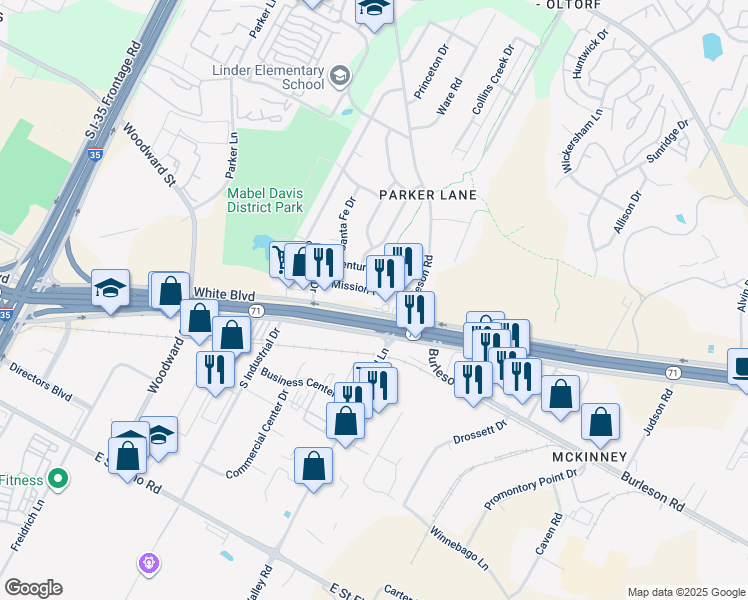 map of restaurants, bars, coffee shops, grocery stores, and more near 2506 East Ben White Boulevard in Austin