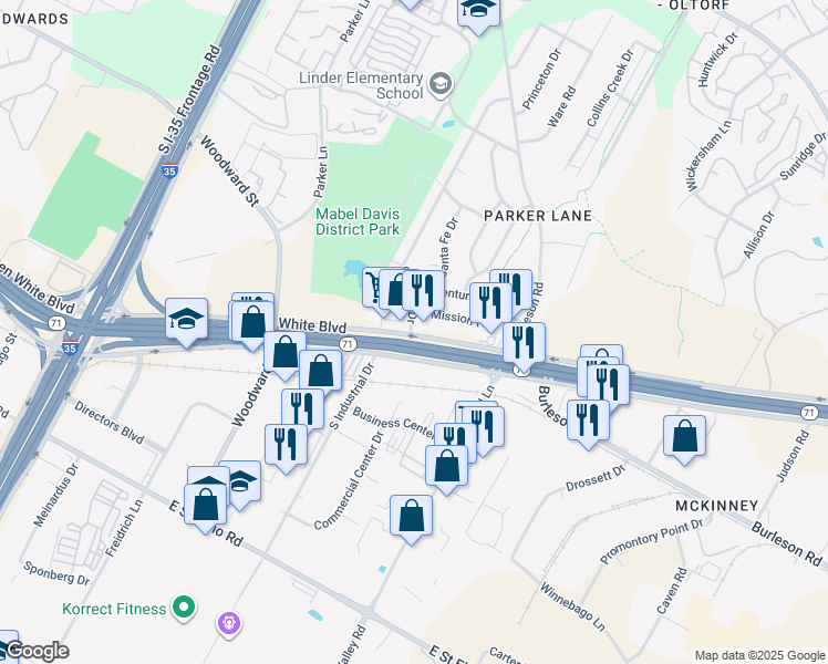map of restaurants, bars, coffee shops, grocery stores, and more near 5072 Catalina Drive in Austin