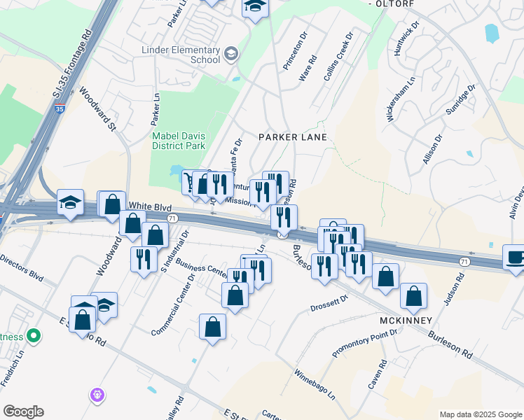 map of restaurants, bars, coffee shops, grocery stores, and more near 2506 East Ben White Boulevard in Austin