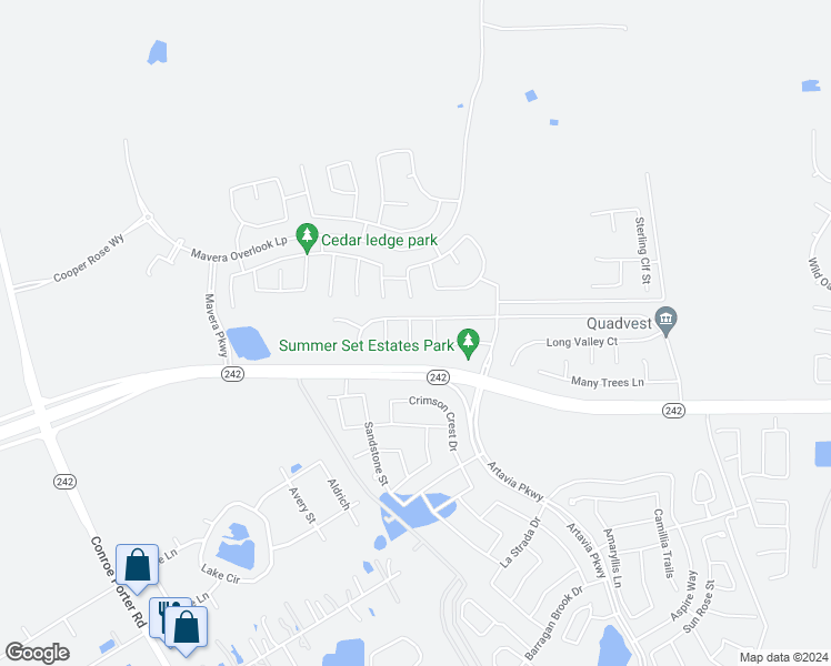map of restaurants, bars, coffee shops, grocery stores, and more near 16209 North View Court in Conroe