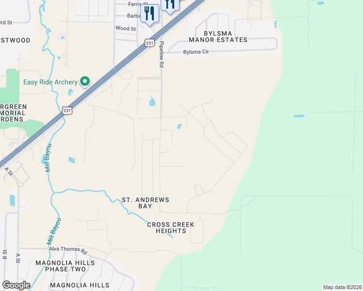 map of restaurants, bars, coffee shops, grocery stores, and more near 3743 Pipe Drive in Panama City