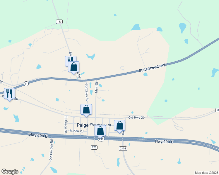 map of restaurants, bars, coffee shops, grocery stores, and more near 181 Main Street in Paige