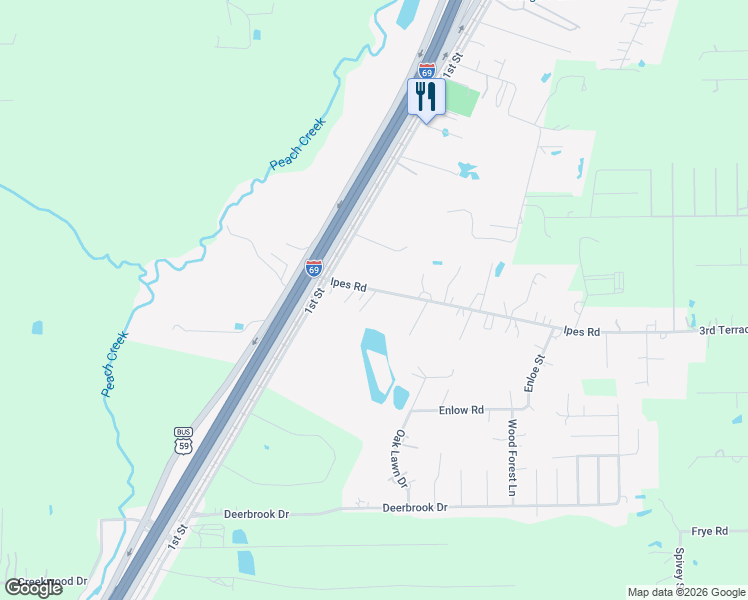 map of restaurants, bars, coffee shops, grocery stores, and more near 25454 Ipes Road in Splendora