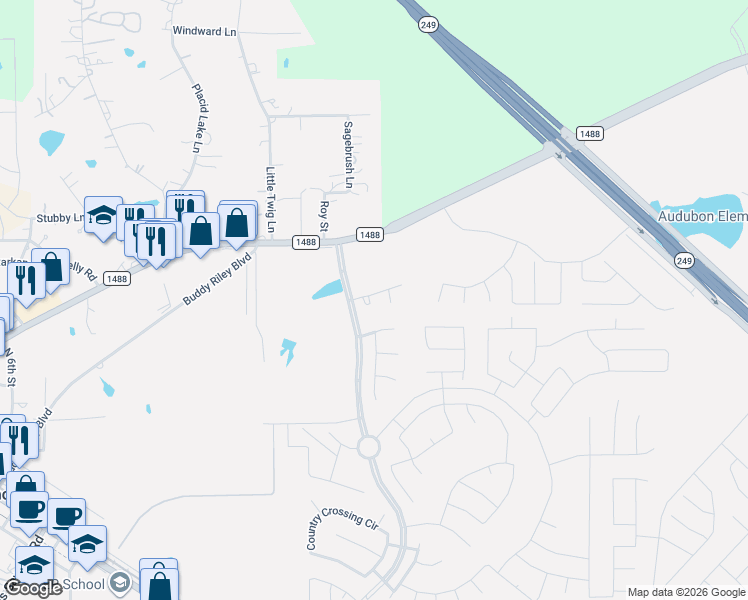 map of restaurants, bars, coffee shops, grocery stores, and more near Magnolia Ridge Boulevard in Magnolia