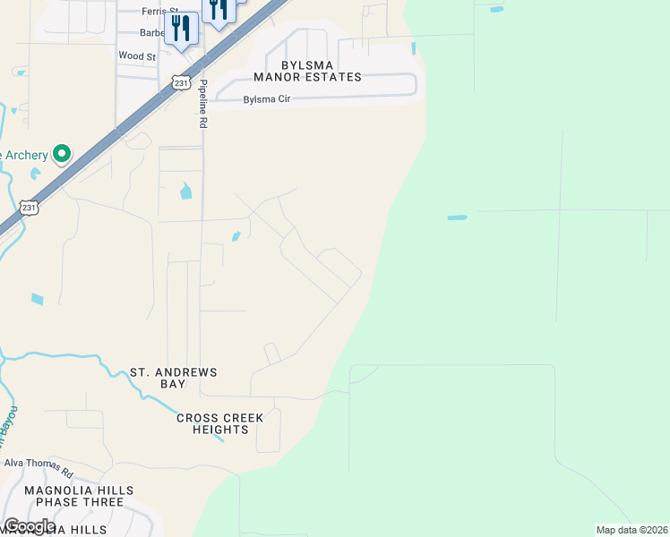 map of restaurants, bars, coffee shops, grocery stores, and more near 4499 East 39th Street in Panama City