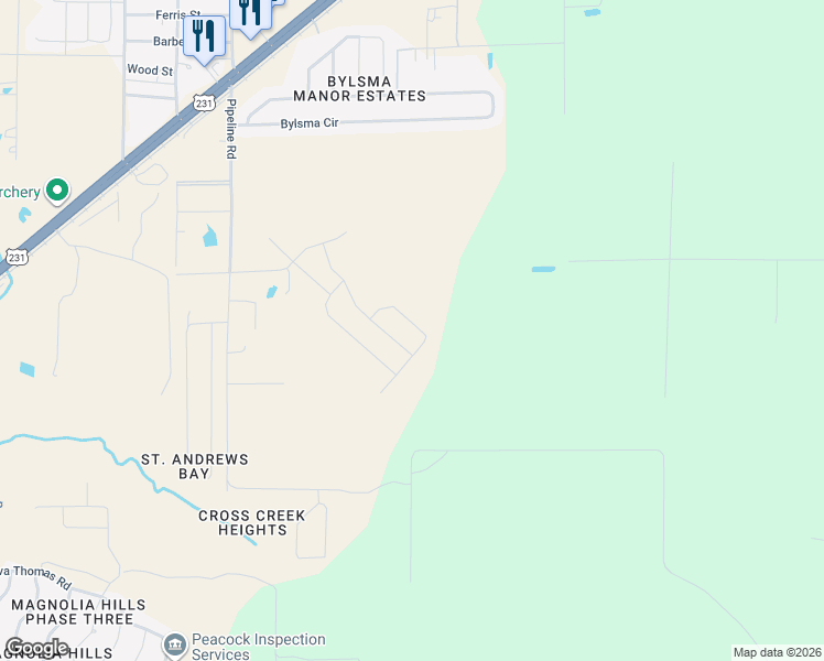 map of restaurants, bars, coffee shops, grocery stores, and more near 4499 East 39th Street in Panama City