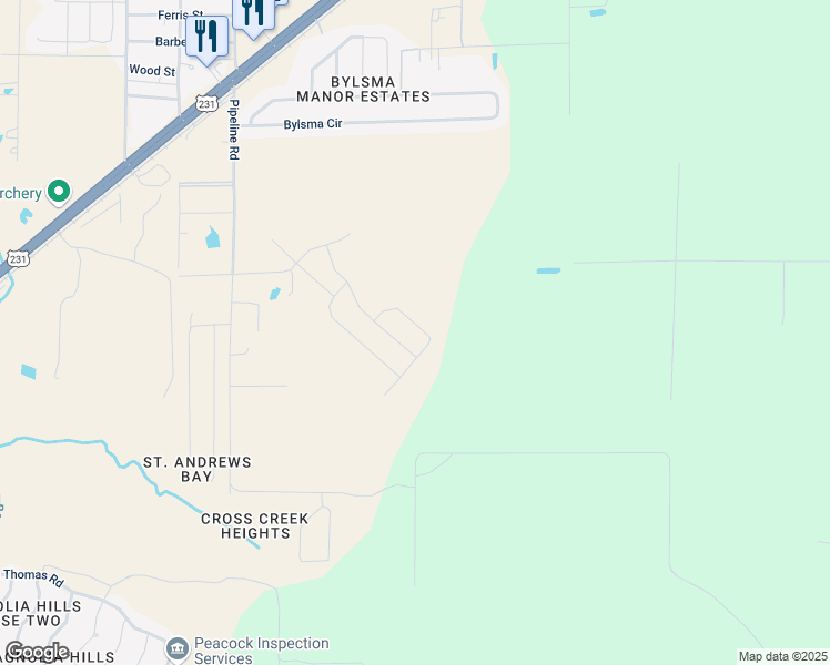 map of restaurants, bars, coffee shops, grocery stores, and more near 4499 East 39th Street in Panama City