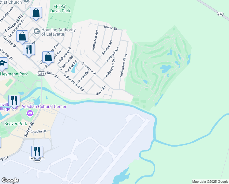map of restaurants, bars, coffee shops, grocery stores, and more near 3502 East Simcoe Street in Lafayette