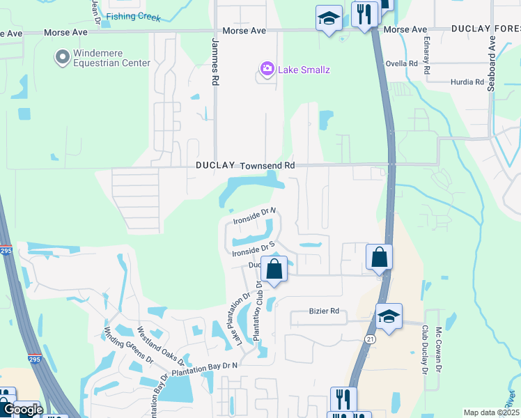 map of restaurants, bars, coffee shops, grocery stores, and more near 6265 Ironside Drive North in Jacksonville