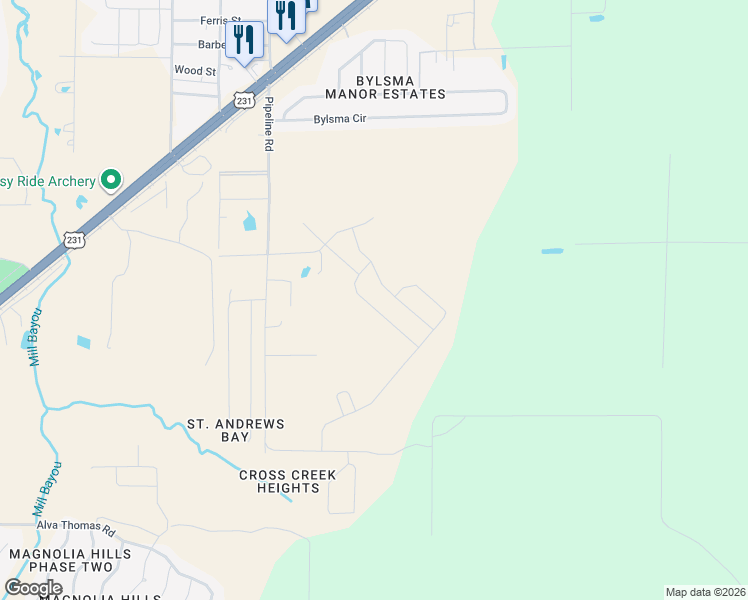 map of restaurants, bars, coffee shops, grocery stores, and more near 4499 East 39th Street in Panama City