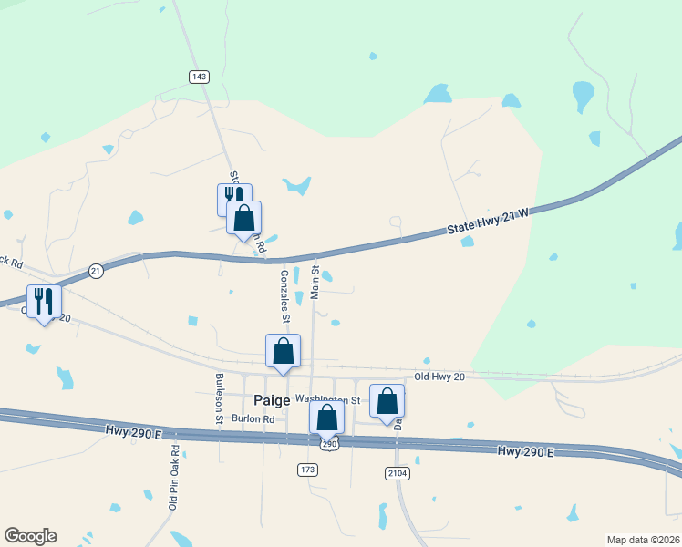 map of restaurants, bars, coffee shops, grocery stores, and more near 181 Main Street in Paige