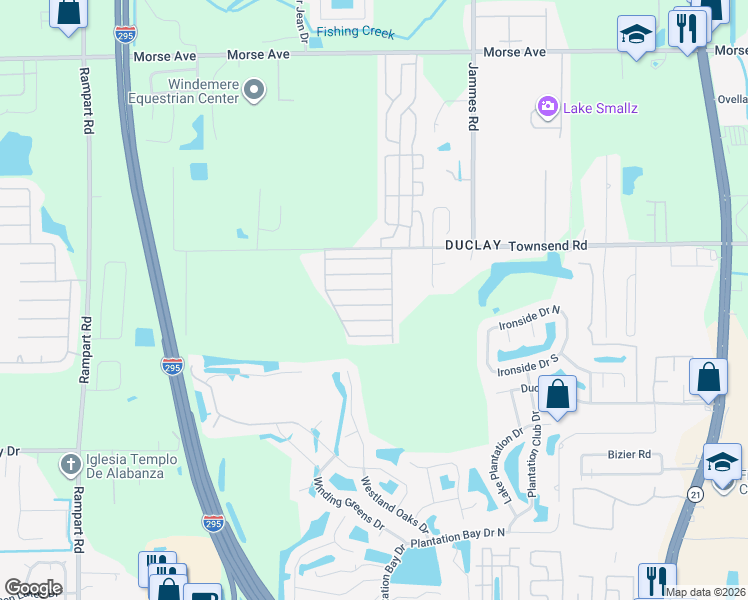 map of restaurants, bars, coffee shops, grocery stores, and more near 6776 Townsend Road in Jacksonville