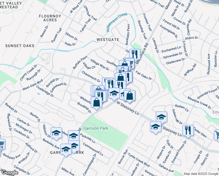 map of restaurants, bars, coffee shops, grocery stores, and more near 5415 Fairmont Circle in Austin