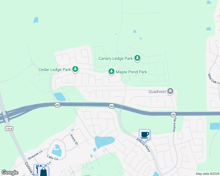 map of restaurants, bars, coffee shops, grocery stores, and more near 16173 Sun View Lane in Conroe