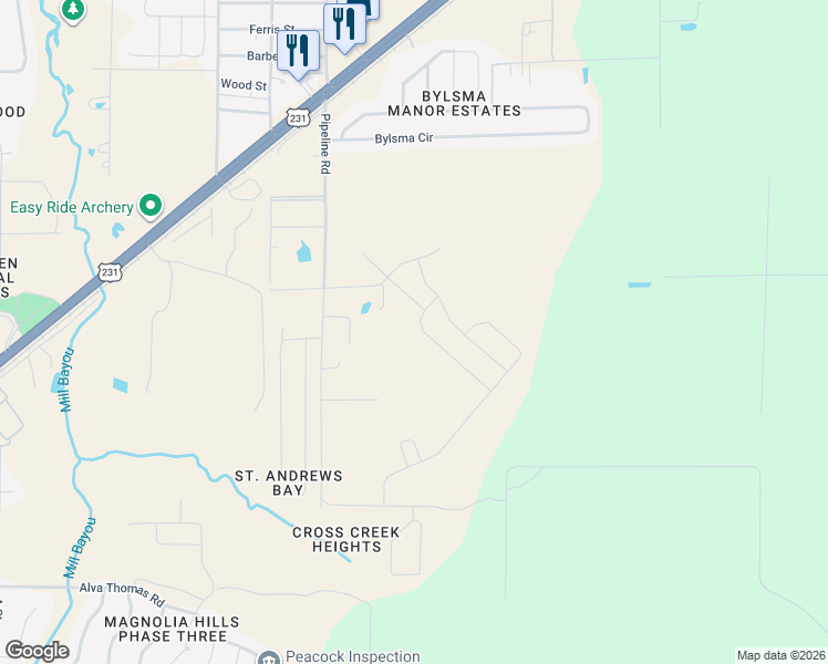 map of restaurants, bars, coffee shops, grocery stores, and more near 3743 Pipe Drive in Panama City