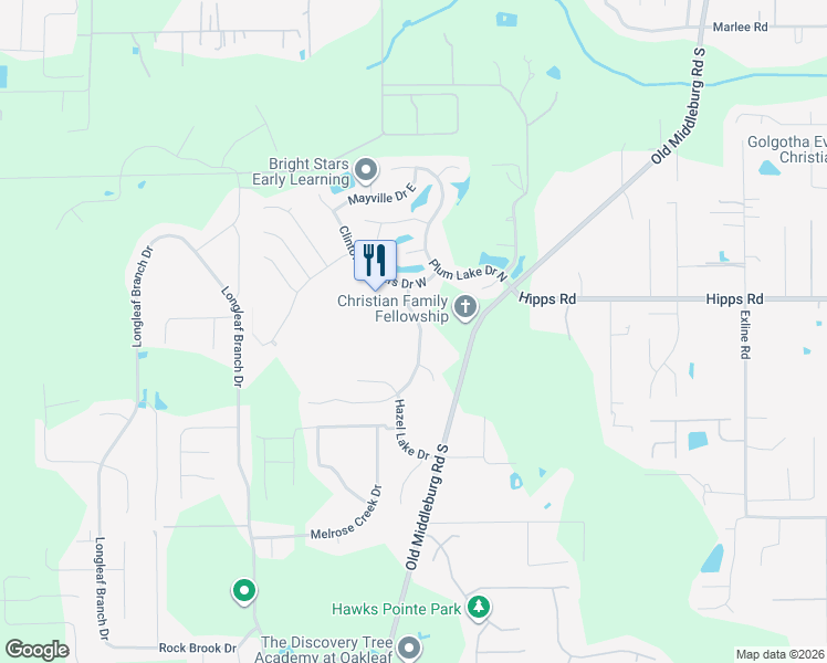 map of restaurants, bars, coffee shops, grocery stores, and more near 7026 Beekman Lake Drive in Jacksonville