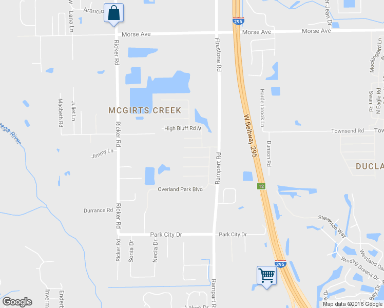 map of restaurants, bars, coffee shops, grocery stores, and more near 7355 Spring Hill Road in Jacksonville