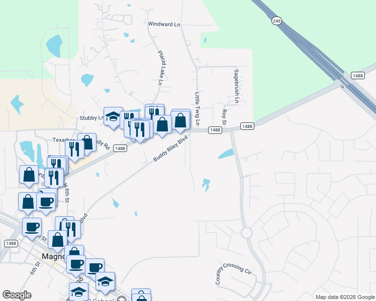 map of restaurants, bars, coffee shops, grocery stores, and more near 119 Lee Street in Magnolia