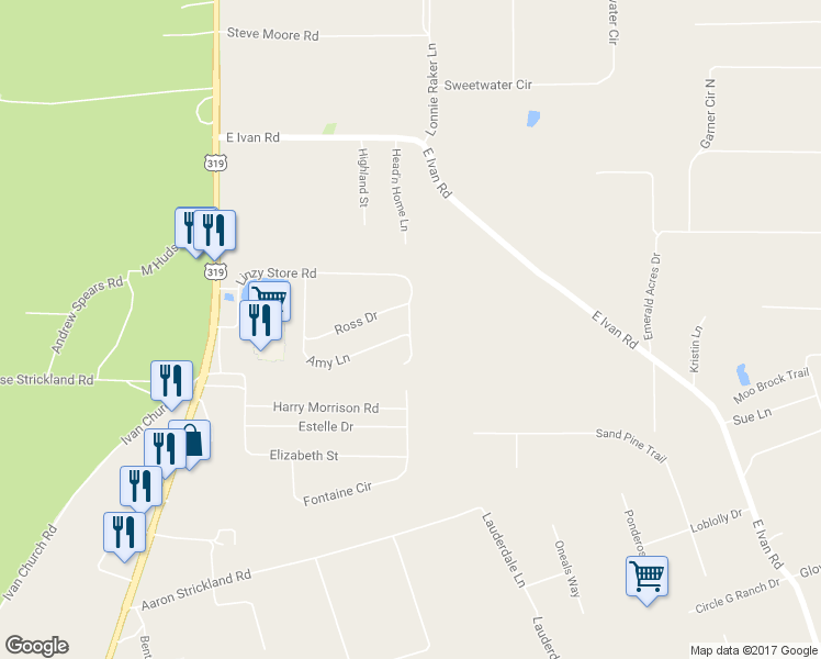 map of restaurants, bars, coffee shops, grocery stores, and more near 235 Linzy Store Road in Crawfordville